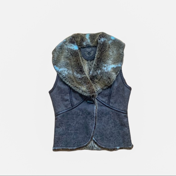 ❌SOLD❌Sherpa fur aviator style T&I vest jacket size M - Picture 3 of 9